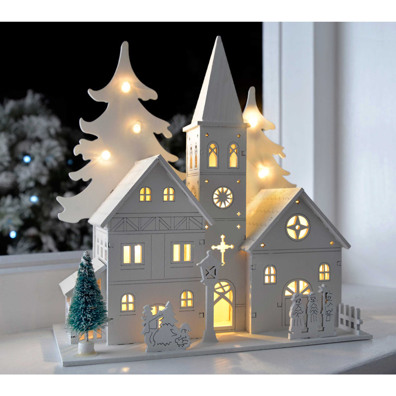 The Seasonal Aisle PreLit Wooden House Scene Christmas Decoration
